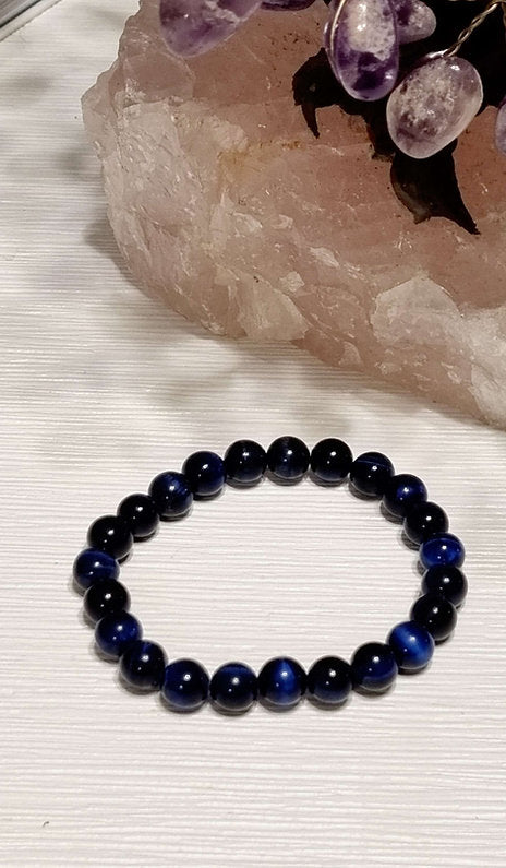 Blue Tigers Eye Crystal Bracelet 8mm Beads - Sensory Zone