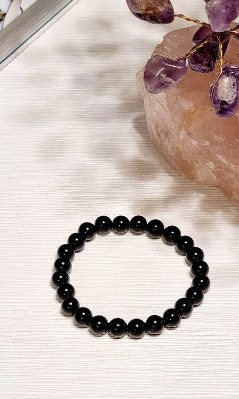 Black Obsidian Crystal Bracelet 8mm Beads - Sensory Zone