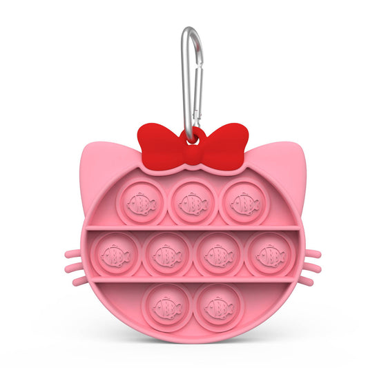 Pink Kitty Pop it Key Chain Key Ring - Sensory Zone