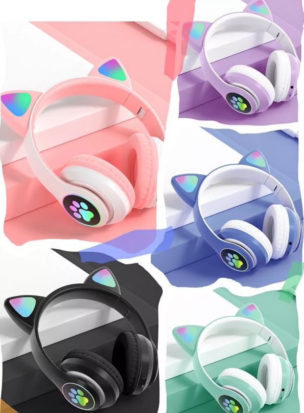 Cute LED Light Cat Ear Bluetooth Headphones - Sensory Zone