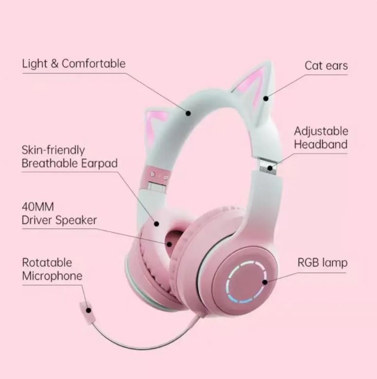 Cat Ear Bluetooth Headphones Headset - Sensory Zone