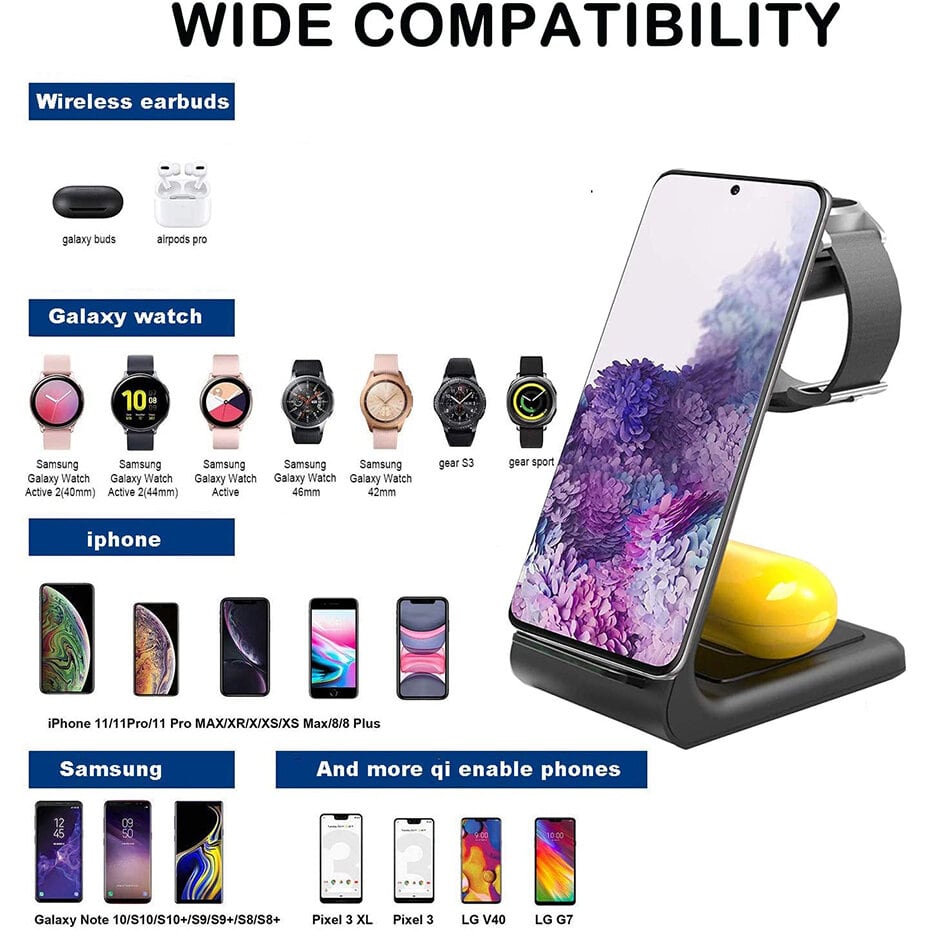 Wireless 3in1 Phone Charger Station for Samsung and iPhone's - Sensory Zone