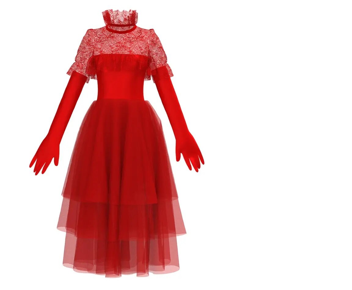 Beetlejuice Lydia Deetz Red Wedding Dress Costume - Sensory Zone