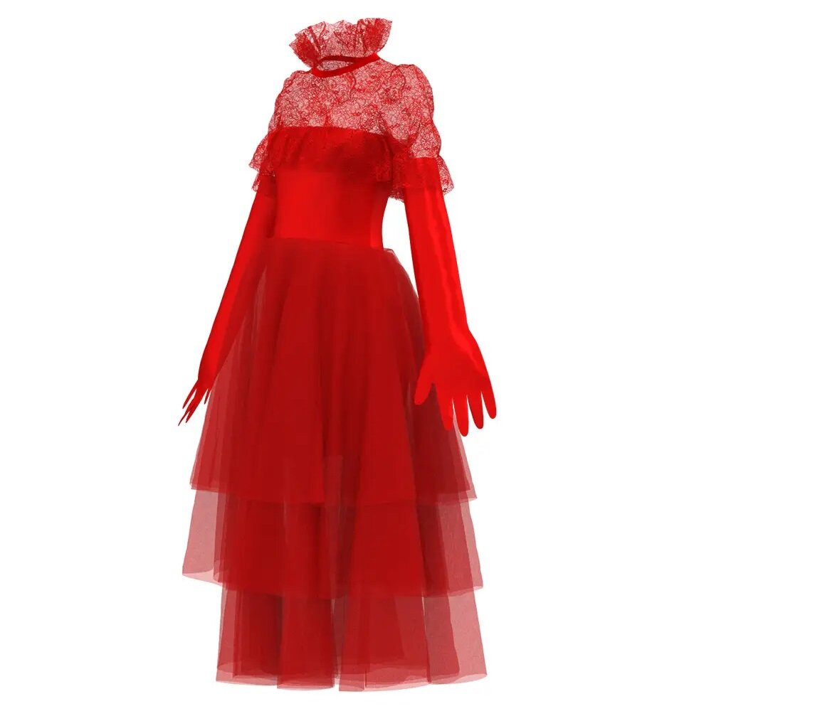 Beetlejuice Lydia Deetz Red Wedding Dress Costume - Sensory Zone