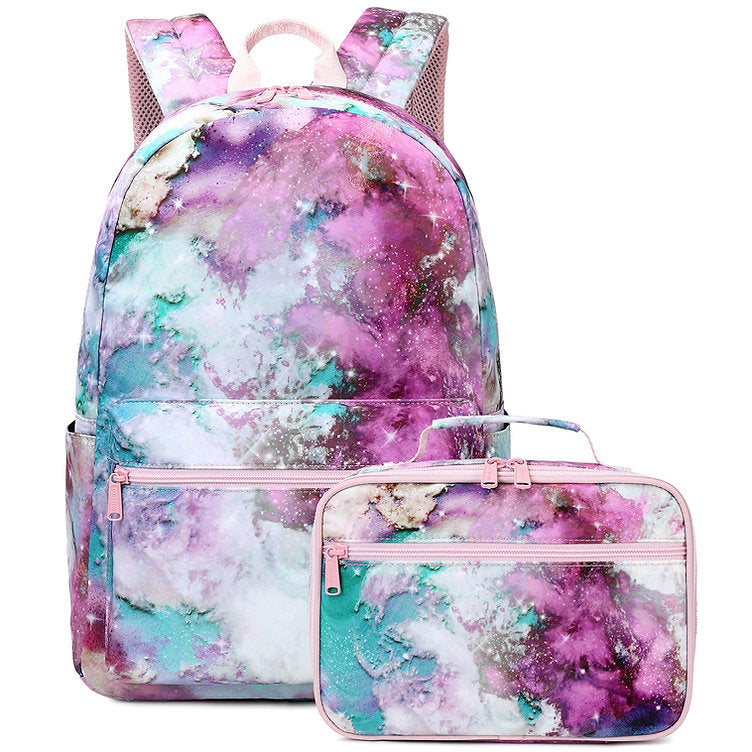 Pink and Green Tie Dye Galaxy School Bag Backpack - Sensory Zone