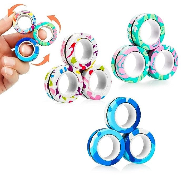 Magnetic Finger Rings Pattern Designs 3Pce - Sensory Zone