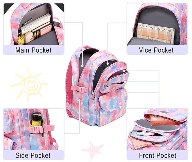 Star Print School Bag Backpack, Lunch Bag and Pencil Case Set - Sensory Zone