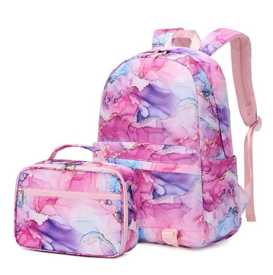 Pink Marble School Bag Backpack and Lunch Bag - Sensory Zone