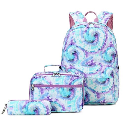 Tie Dye Kids Backpack School Lunch Bag with Pencil Case Set - Sensory Zone