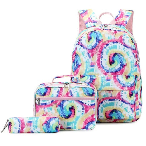 Tie Dye Kids Backpack School Lunch Bag with Pencil Case Set - Sensory Zone