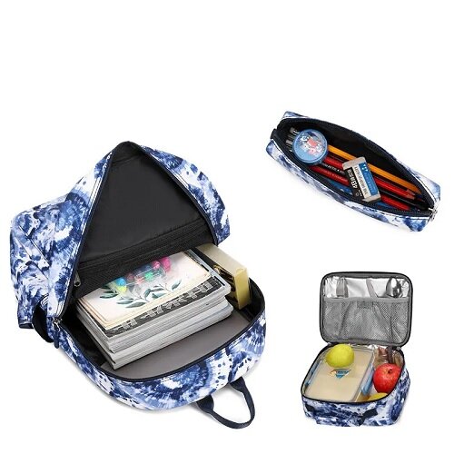 Tie Dye Kids Backpack School Lunch Bag with Pencil Case Set - Sensory Zone