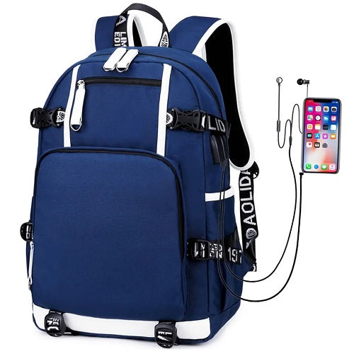 Oxford School Bag Backpack with External USB Charging Port - Sensory Zone