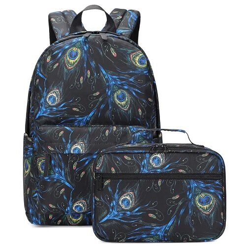 Peacock Feathers Print School Bag Backpack - Sensory Zone