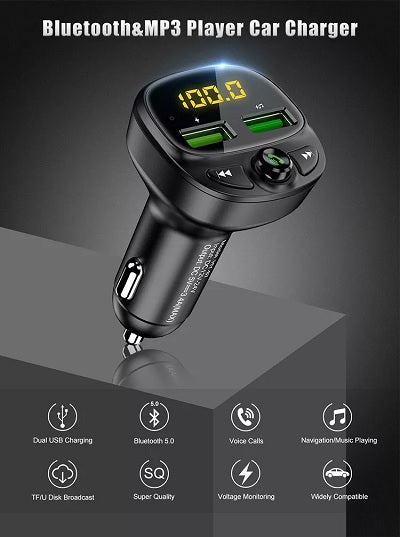 Dual Ports USB Charger TF card U Disk FM MP3 Player Car Charger - Sensory Zone