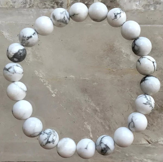 White Howlite Crystal Bracelet 8mm Beads - Sensory Zone