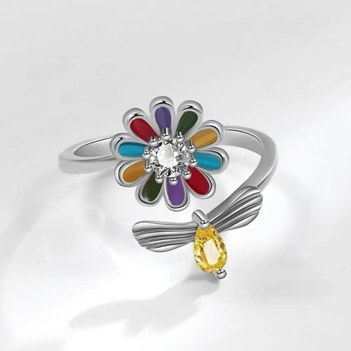 Colourful Flower Sensory Fidget Anxiety Ring S295 (adjustable) - Sensory Zone