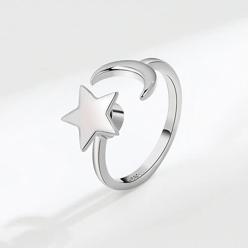 Moon and Star Fidget Anxiety Ring S925 - Sensory Zone