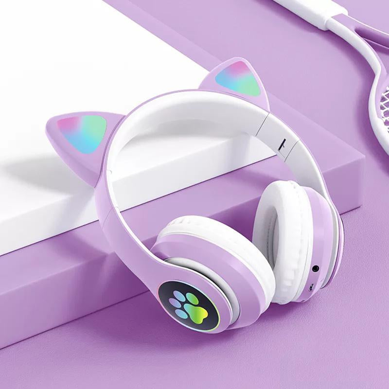 Cute LED Light Cat Ear Bluetooth Headphones - Sensory Zone